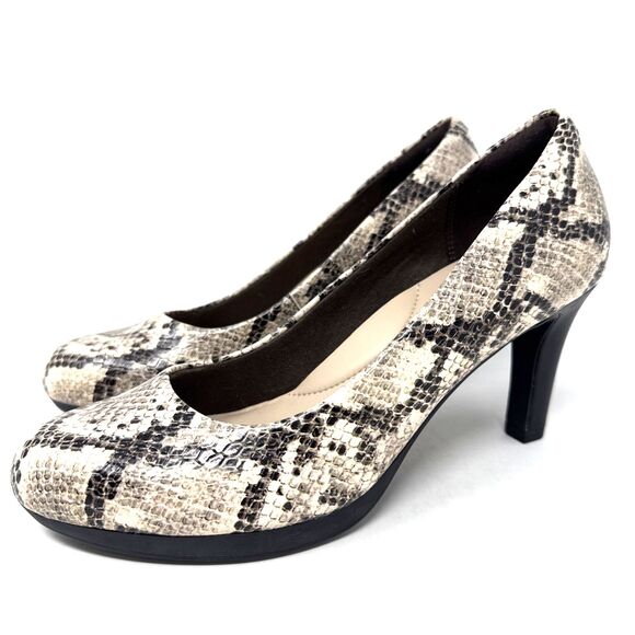 Clarks Shoes - Clarks Adriel Viola Pumps Womens Sz 7.5 Leather Snakeskin High Heel Stiletto NEW